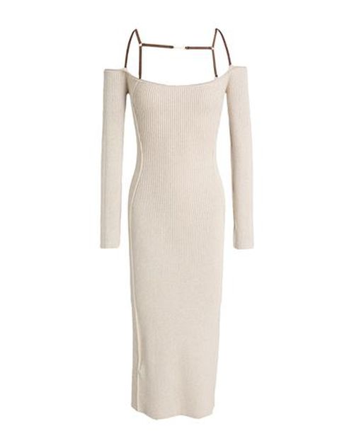 Woman Midi dress Beige Size 10 Viscose, Linen, Polyamide, Elastane