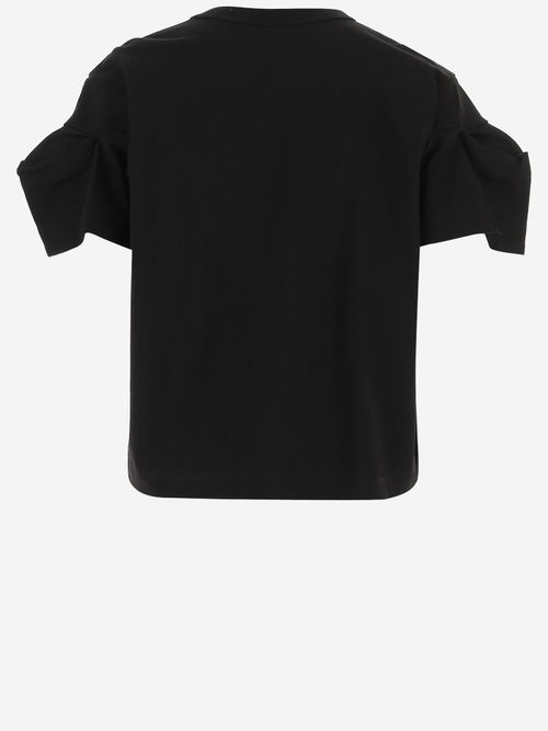 Double-Layer Sleeve Cotton T-Shirt — Black