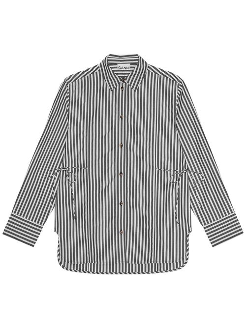 Striped poplin shirt - Black