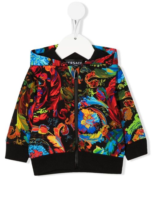 Graphic print hooded jacket - Black