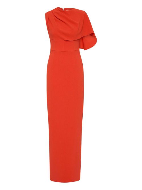 Asymmetric draped dress - レッド