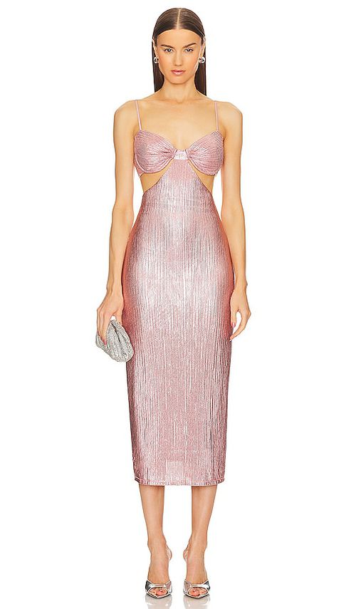 Michael Costello x REVOLVE Yvonne Midi Dress in Rose.  XS. Also in