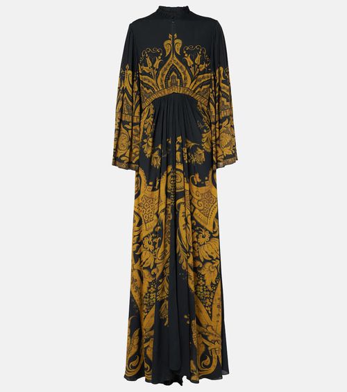 Printed crêpe jersey gown