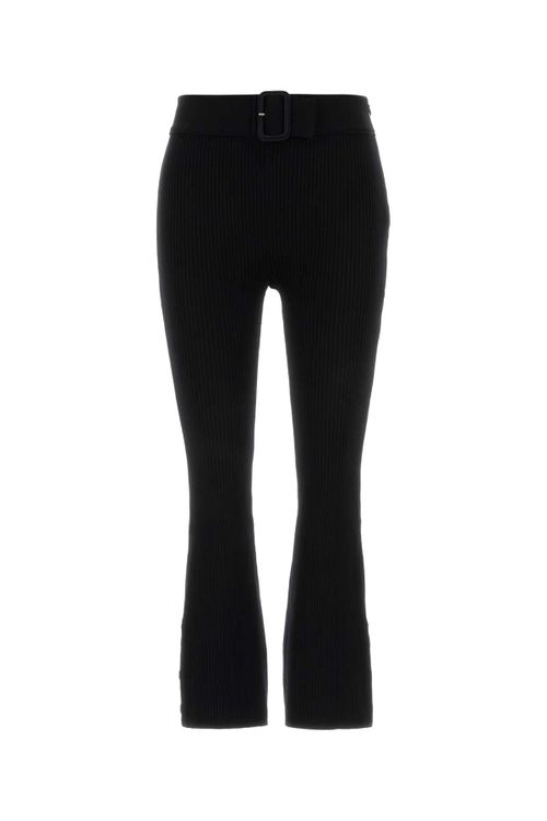Ribbed Viscose-Polyester Trousers — Black