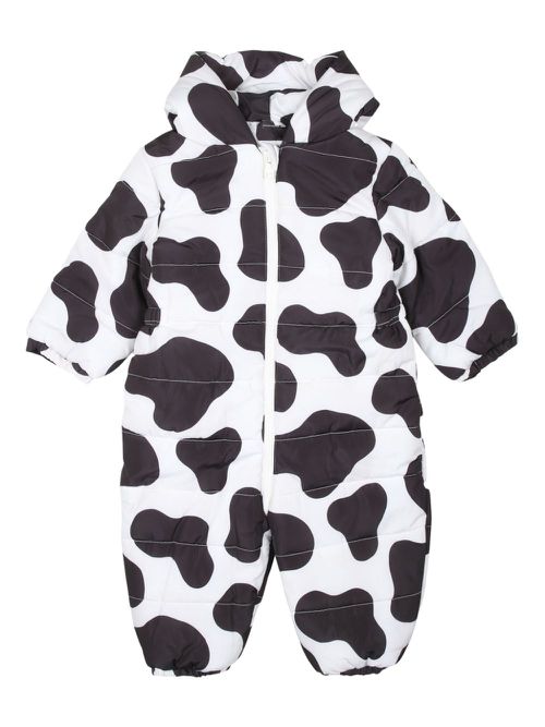 Cow-print hooded snowsuit - Black