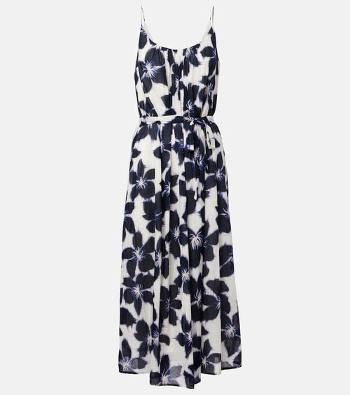 Floral cotton voile midi dress