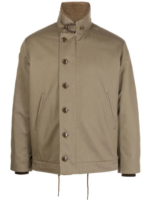 Button-down fastening shirt jacket - Green