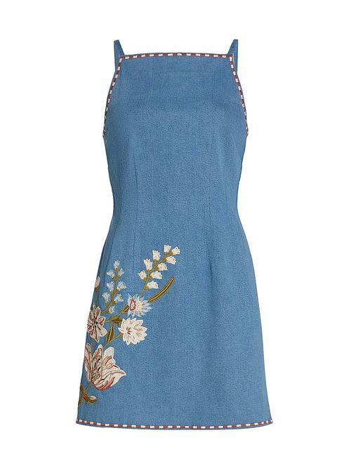 Women's Chester Floral Embroidered Minidress - Sea Glare