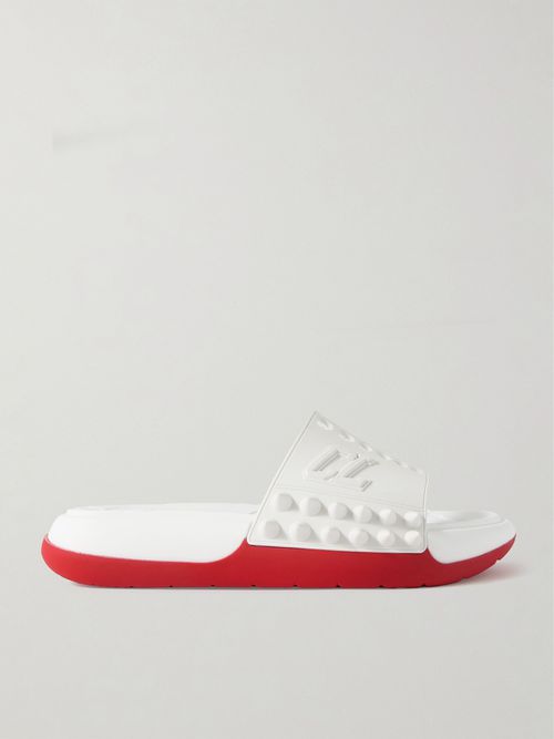 Take It Easy Donna Spiked Rubber Slides - White