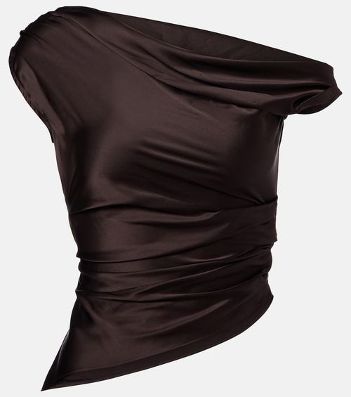 Phare one-shoulder silk-blend satin top
