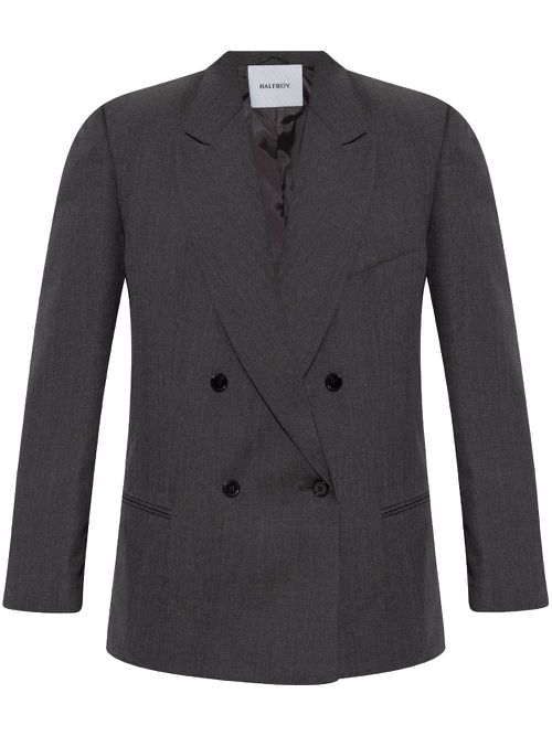 Virgin-wool double-breasted blazer - Grey