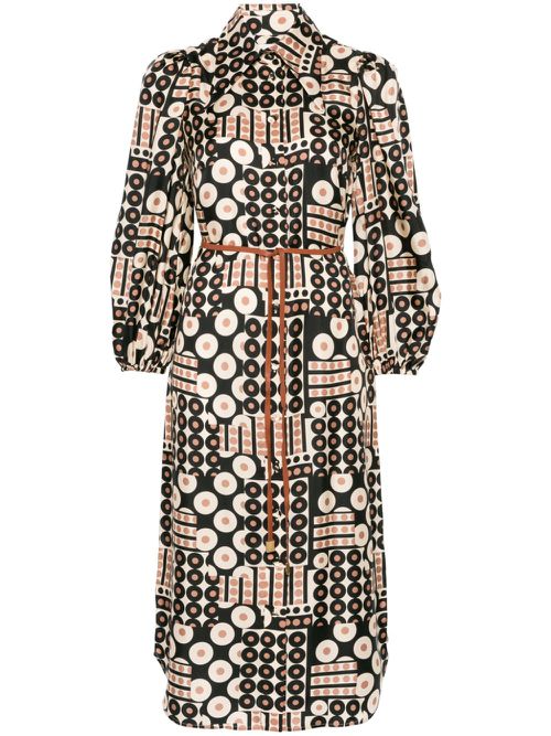 Illustration midi dress - Brown