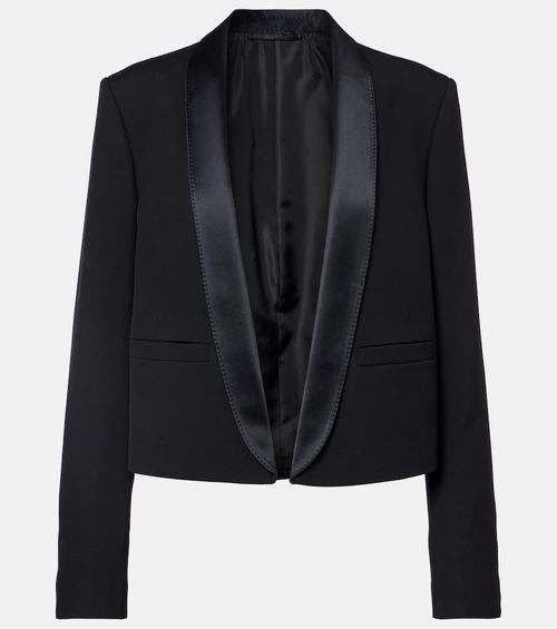 Silk-trimmed wool blazer
