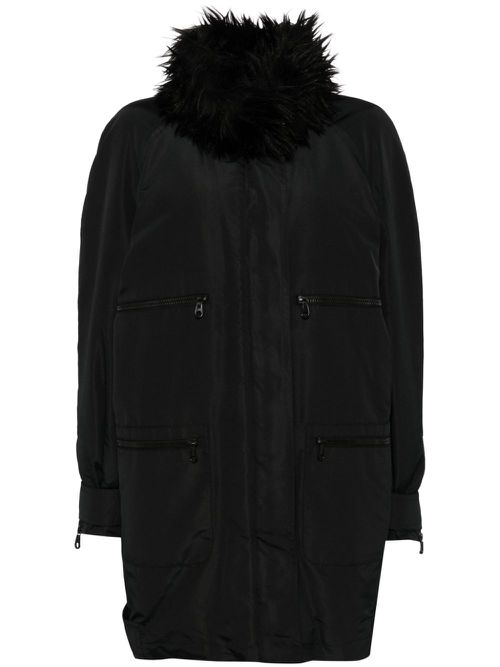 2000s faux fur-trim parka - Black