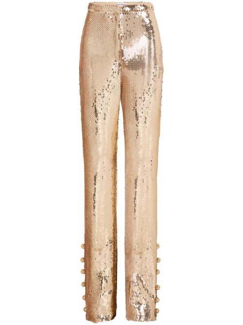 Sequinned flared trousers - Gold