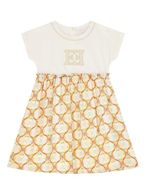 Escada Kids logo-embroidered smock dress - White