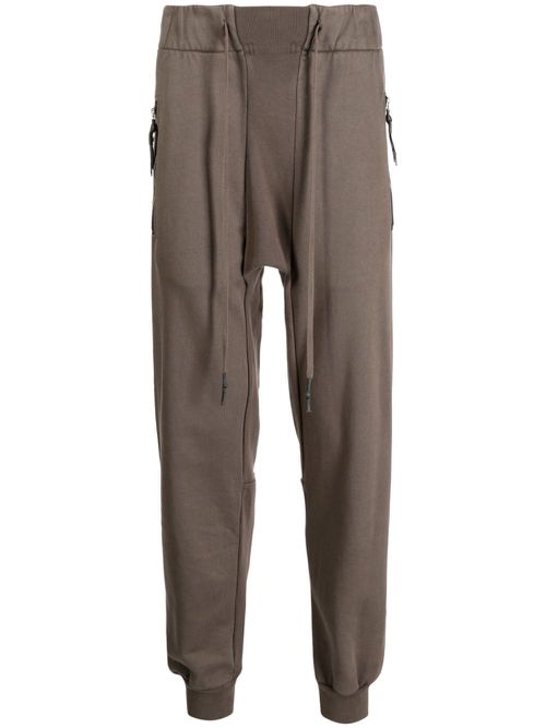 Panelled tapered cotton track pants - Brown