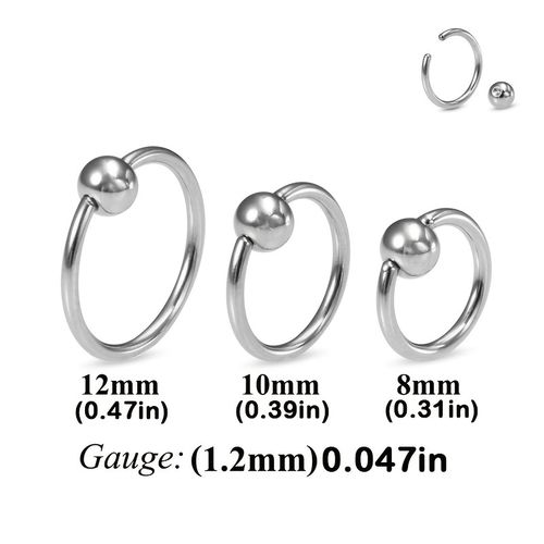 TEMU 3pcs Beads Hoop Earrings Nose Ring Septum Piercing Tragus Eyebrow Rings Ear Cartilalge Helix Lip Bcr Stainless Steel Body Jewelry