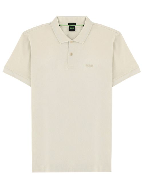 Beige Logo Shirt Collar Polo