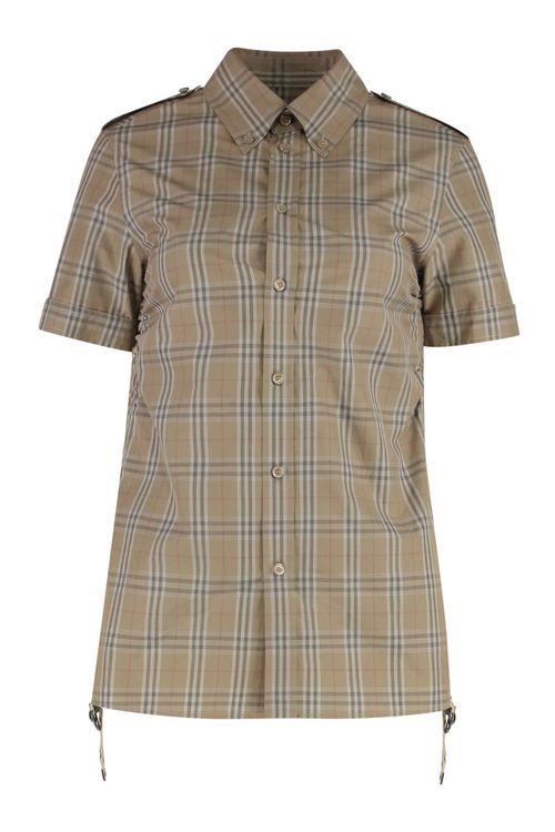 Beige Checked cotton shirt