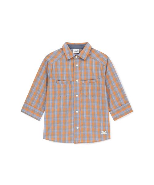 W Plaid 4 Sleeve Shirt Orange