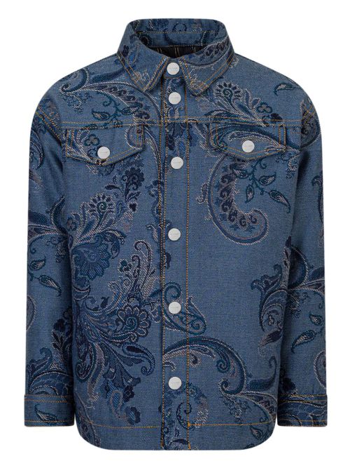 Jacquard cotton jacket - Blue