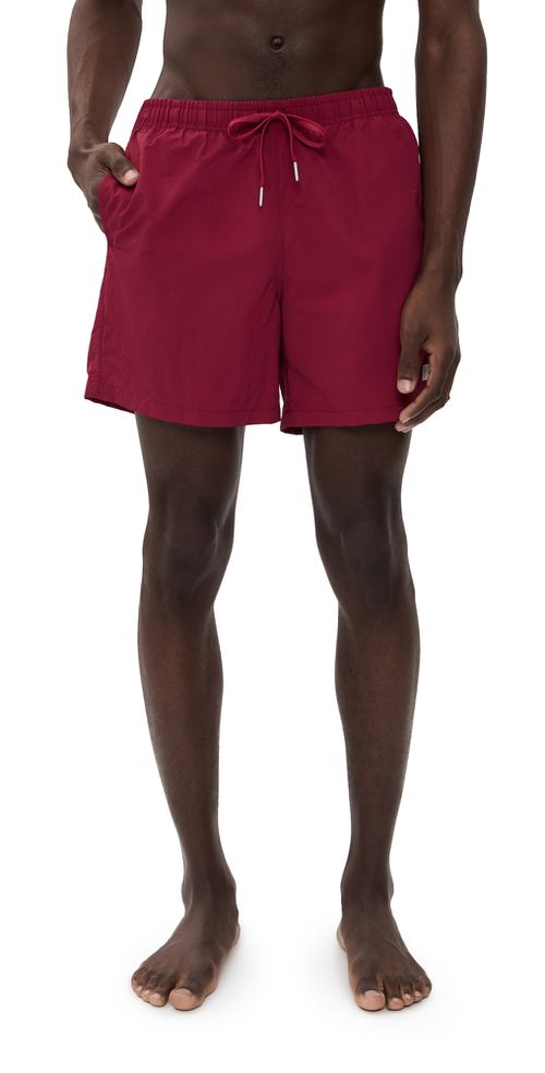 Solid Sangria Swim Trunks Sangria