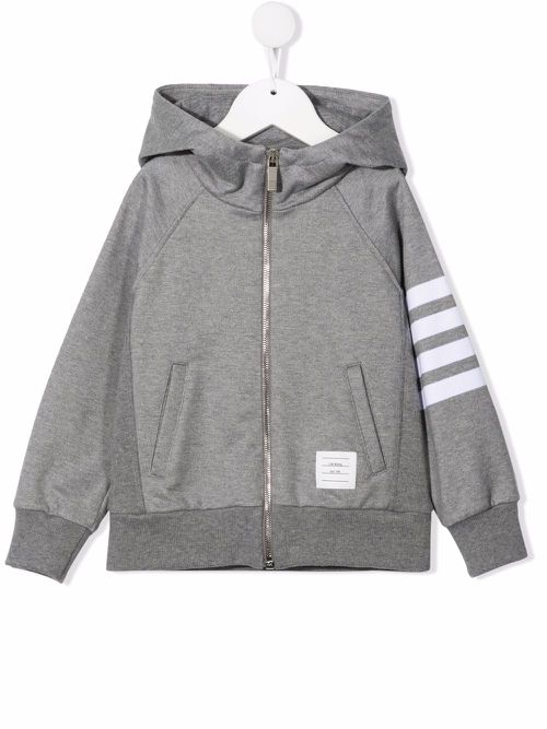 Stripe-print zipped hoodie - Grey