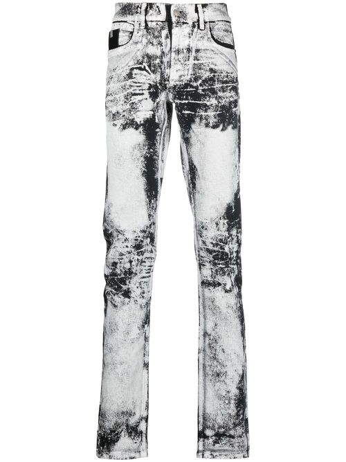 Treated monochrome skinny-jeans - Black