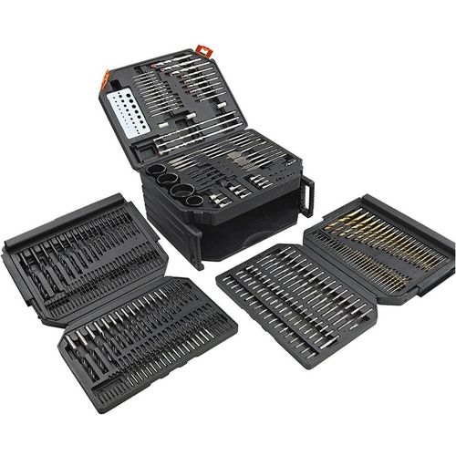 300 Piece HSS Drill Bit Set for Masonry Metal Wood Flat Pozi Bits in Case