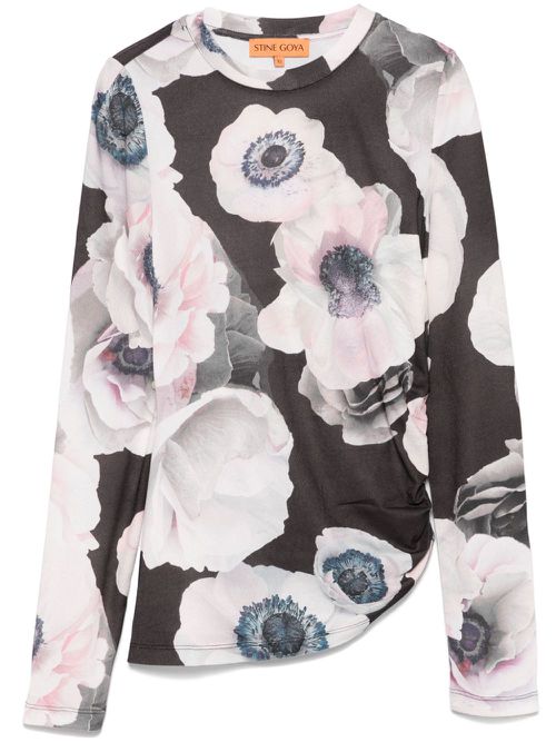 Asymmetric long-sleeves top - Black