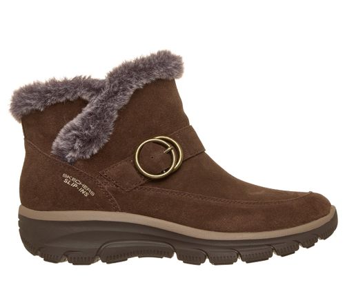 Skechers Women's Slip-ins Relaxed Fit: Easy Going - Gentle Winter Boots in Black, 6.5 | Leather/Textile