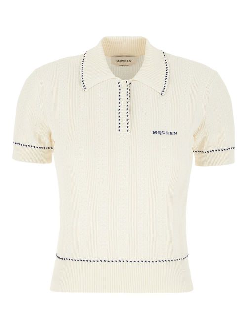 Ribbed polo top - Neutrals
