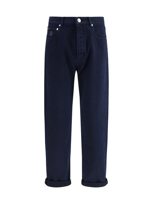 Garment-Dyed Cotton Jeans — Navy
