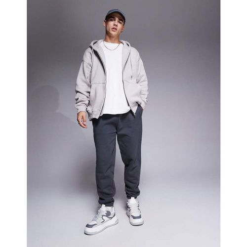 ASOS DESIGN Mens premium heavyweight tapered joggers 400gsm in washed black