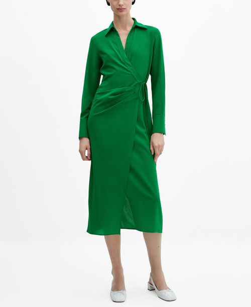 Women's Wrap Shirt Dress - Green
