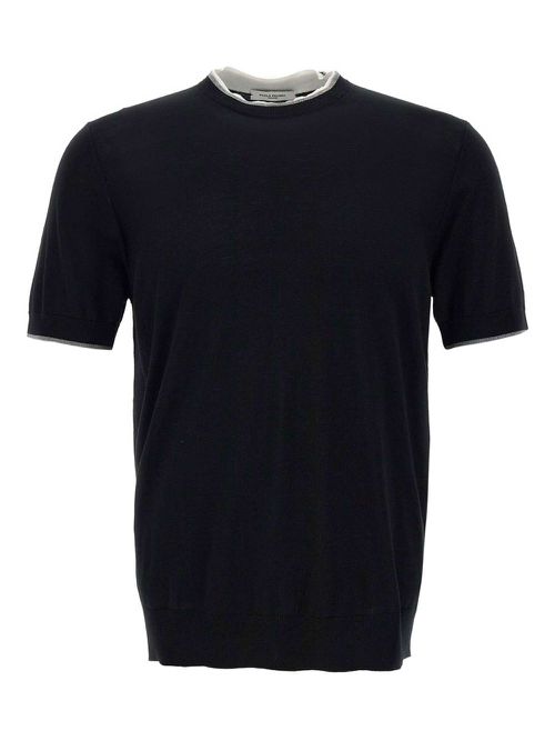Fine-knit T-shirt - Black