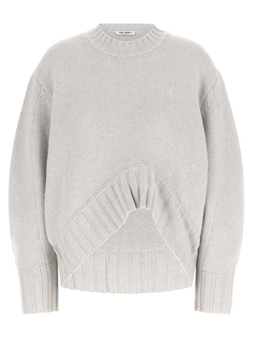 Virgin Wool Blend with Asymmetrical Front Sweater — Gray