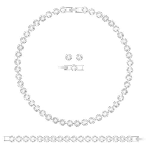 Ladies Angelic White Rhodium Plated Round Cut Set