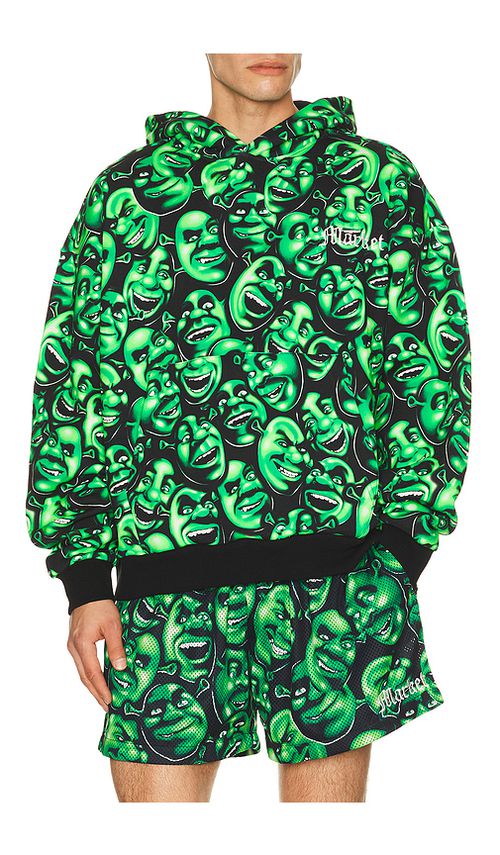 Market x Shrek All Over Print Hoodie in Black,Green. L. Also in M, S, XL/1X