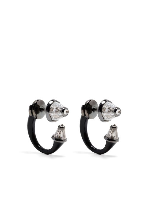 18kt white gold Enery diamond jacket earrings - Black