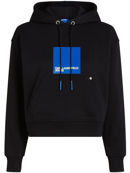 Box-logo organic-cotton hoodie - Black