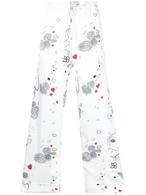 Drawstring loose-fit trousers - White