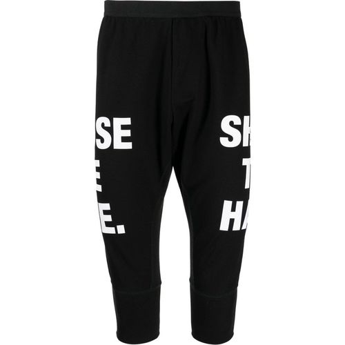 Slogan-print drop-crotch short