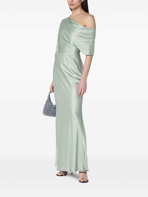 MALINA off-shoulder satin gown - Green