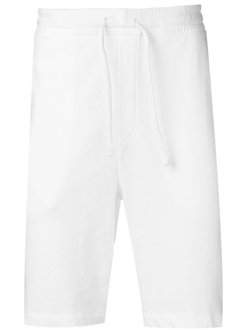 White logo track shorts