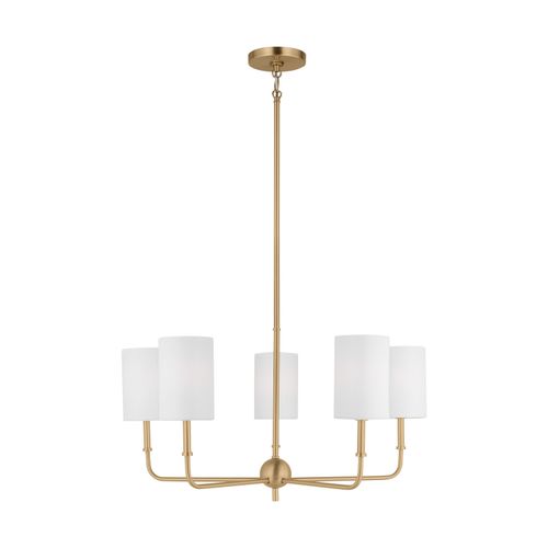 Satin Brass Five Light Chandelier from the Foxdale Collection