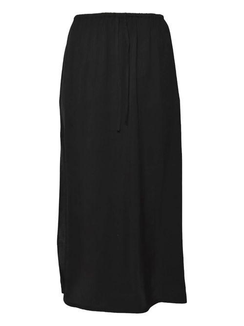 Drawstring-waist midi skirt - Black