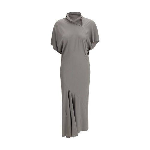 Asymmetric Acetate-Silk Dress — Gray