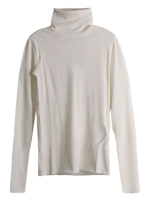 Ribbed turtleneck top - White